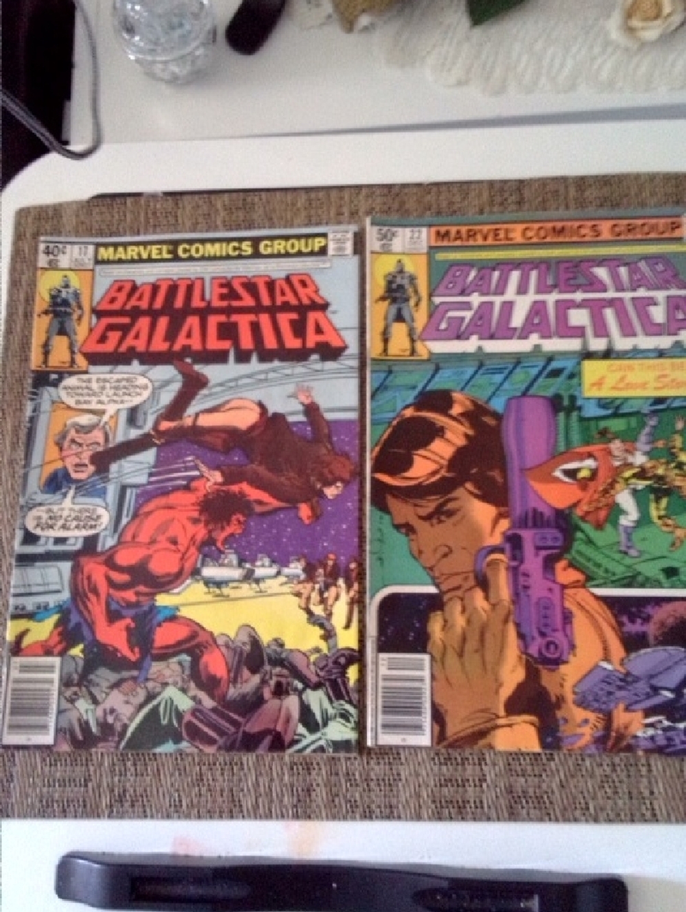 Two Battlestar Galactica Marvel Comics  - Colorful Retro Covers